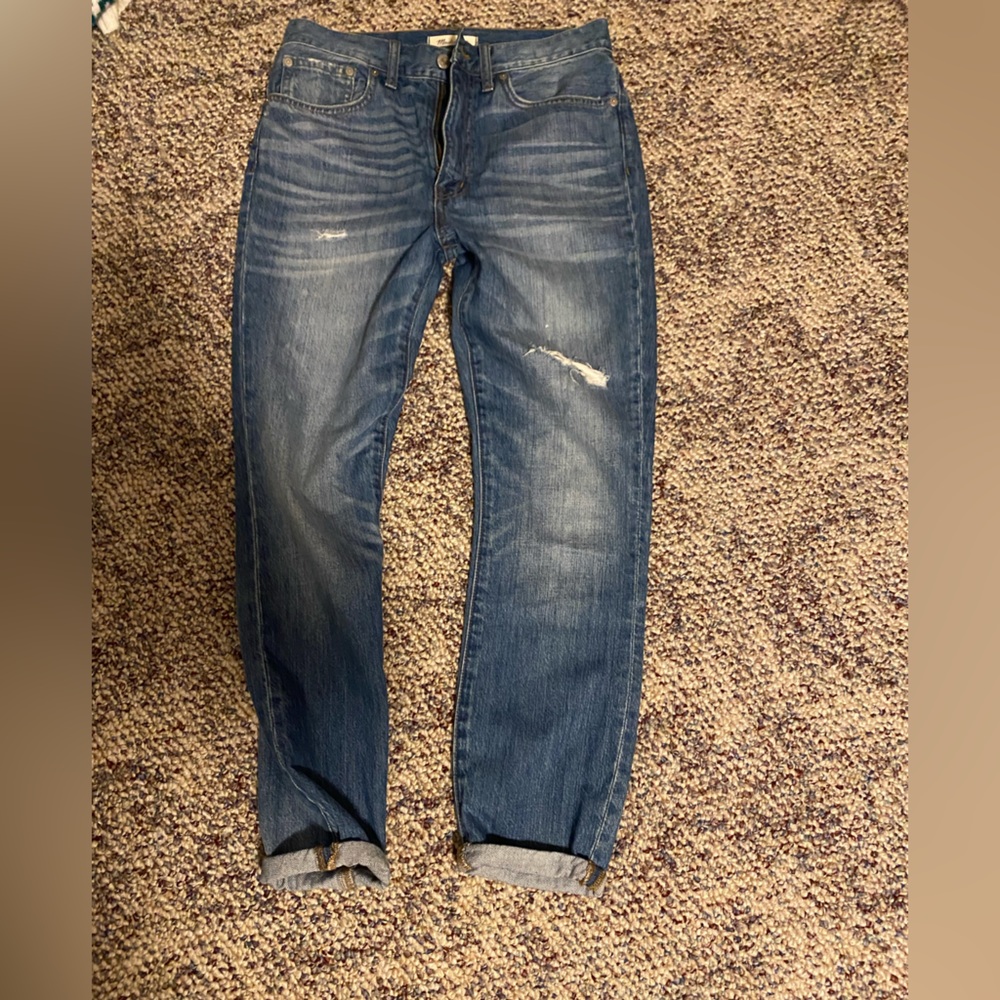 Madewell Women's Rigid High Rise Skinny Denim Distressed Jeans Size 28